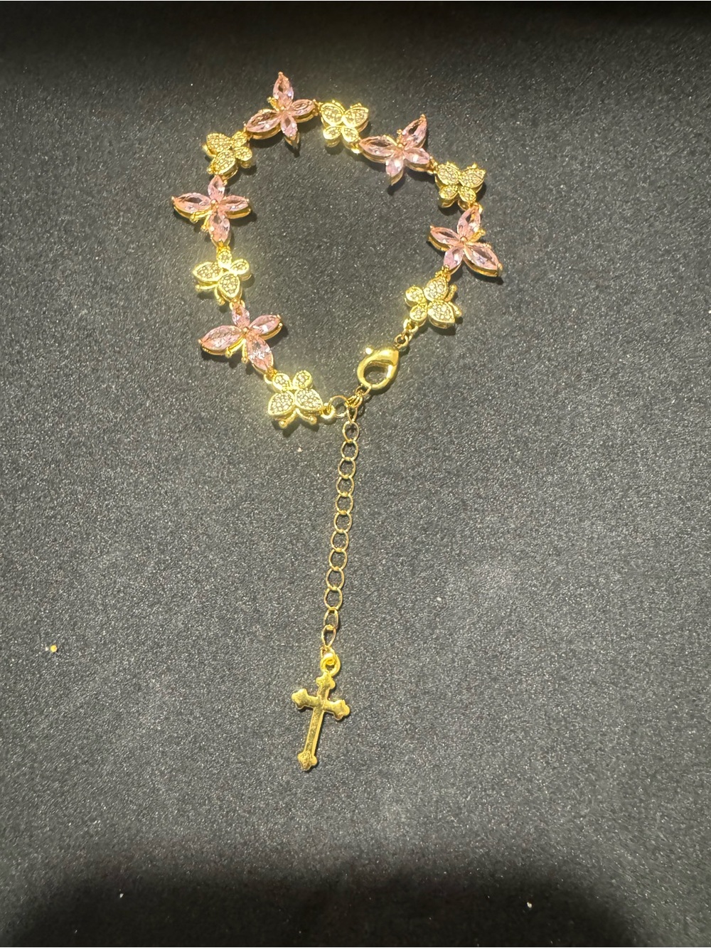 Sale
In description Gold and Pink Floral Cross Dangle Bracelet